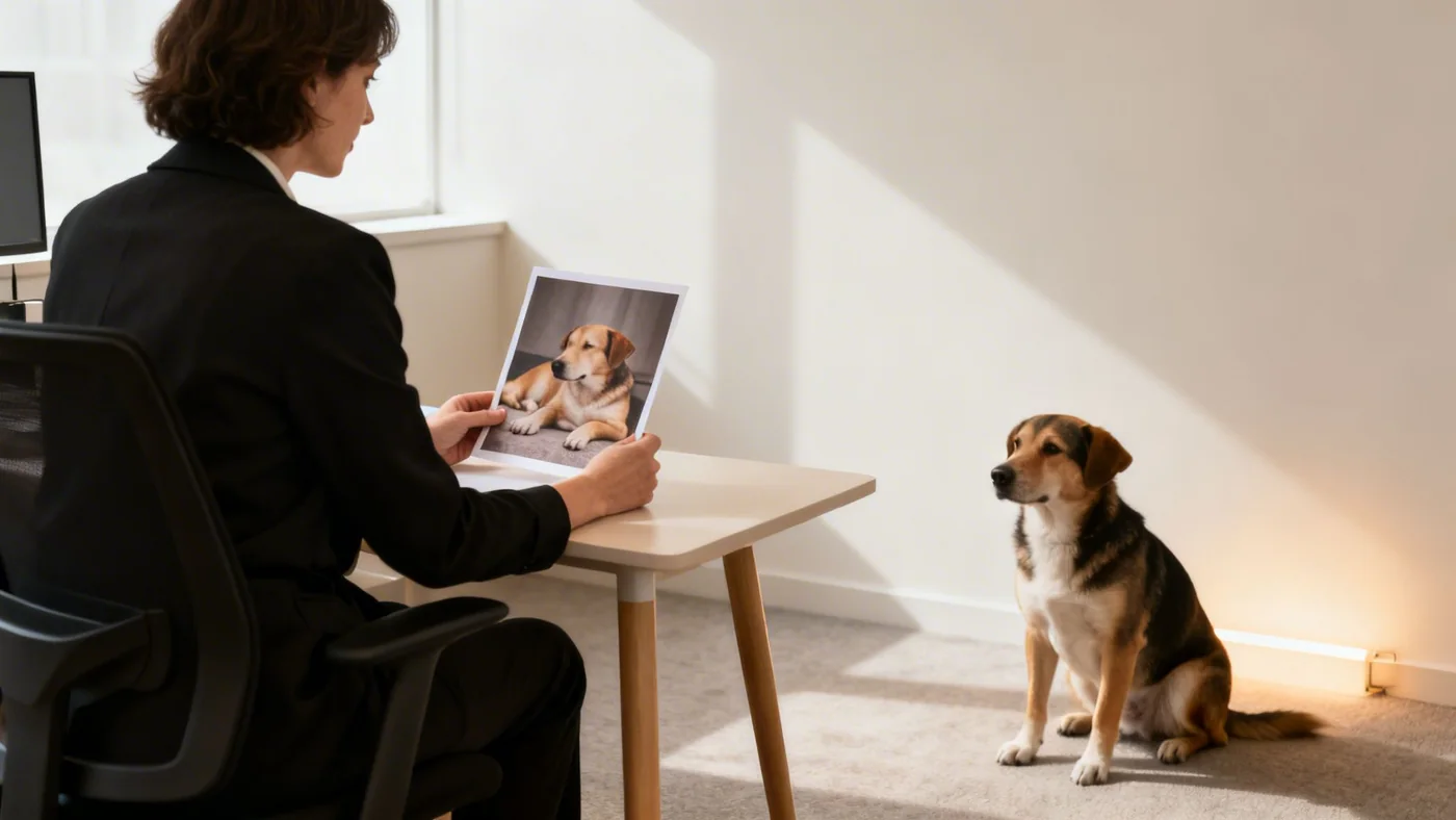 Official visual showing a written reading moment with a dog photograph.
